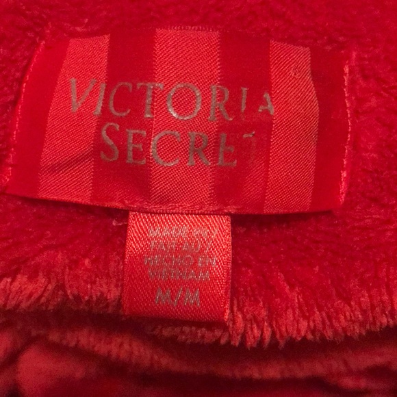 Victoria Secret Red Robe Pink Trim Medium - Picture 4 of 5